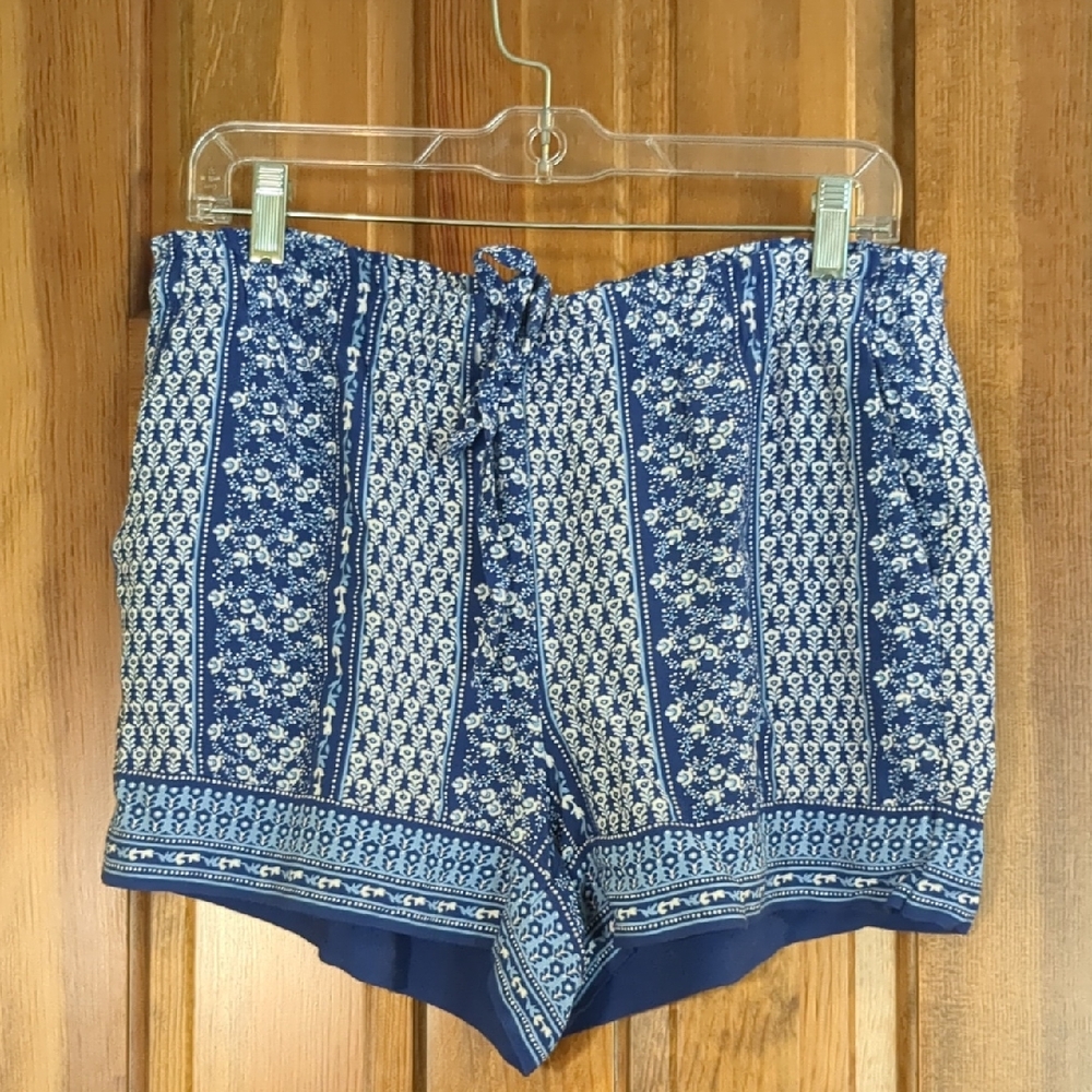 LOFT Blue and White Floral High Waist Shorts